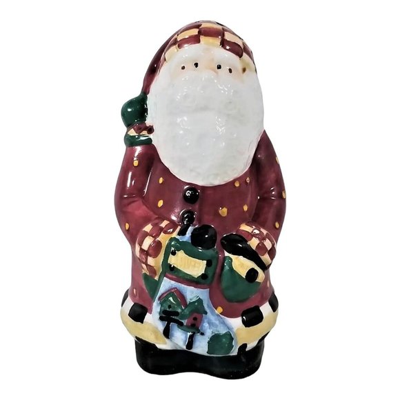 Christmas Sakura 1997 Santa's Retweet Earthenware Salt & Pepper by Debbie Mumm - Picture 2 of 6